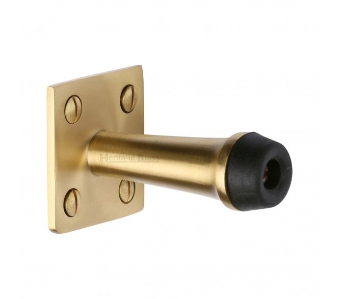 Heritage V1190 Skirting Door Stop on Square Plate - 76mm - Satin Brass