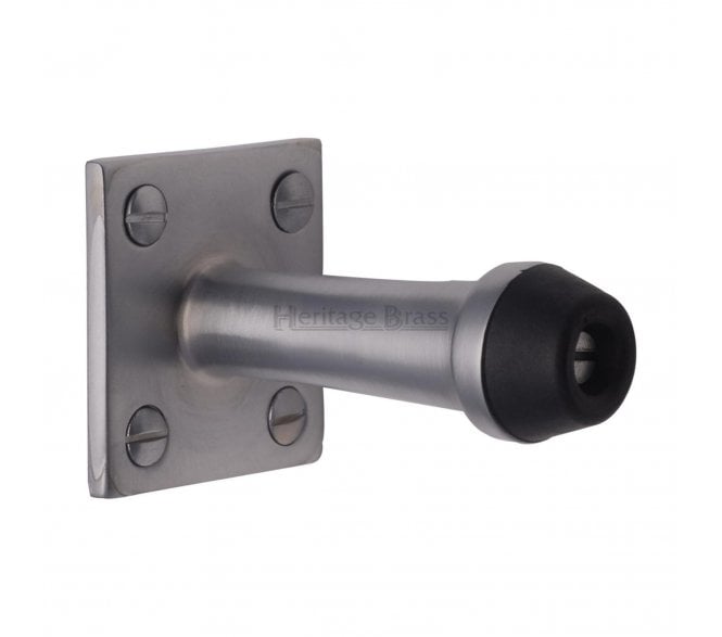 Heritage V1190 Skirting Door Stop on Square Plate - 76mm - Satin Chrome