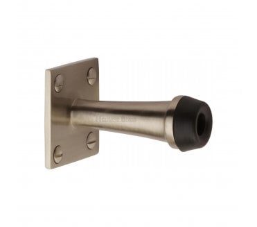 Heritage V1190 Skirting Door Stop on Square Plate - 76mm - Satin Nickel