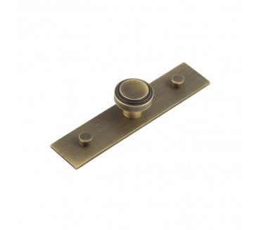 Hoxton Cropley Cabinet Knobs On Plain Backplate - Antique Brass
