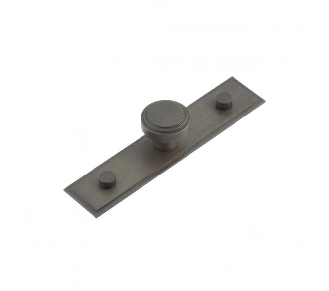 Hoxton Cropley Cabinet Knobs On Stepped Backplate - Dark Bronze