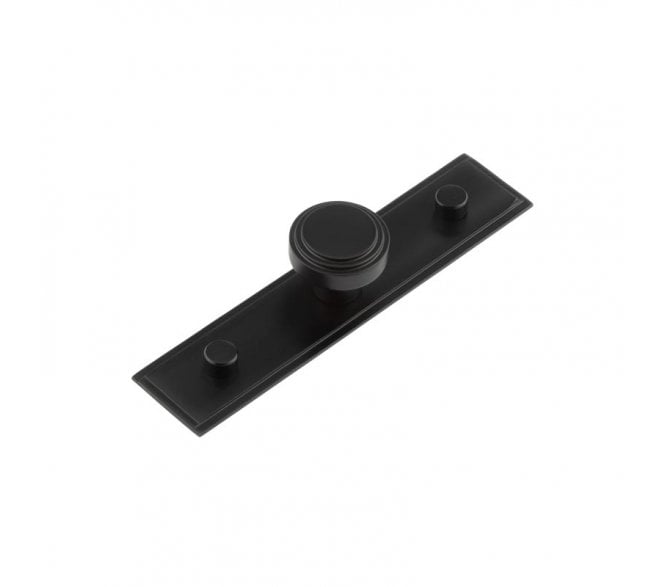 Hoxton Cropley Cabinet Knobs On Stepped Backplate - Matt Black