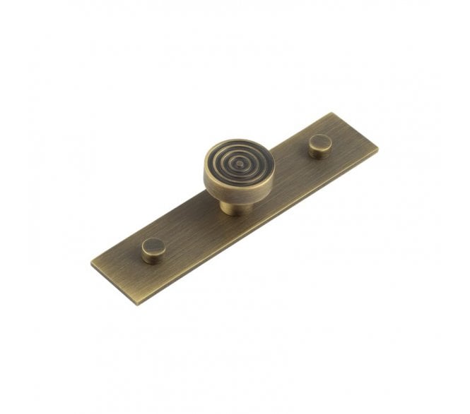 Hoxton Murray Cabinet Knobs On Plain Backplate - Antique Brass