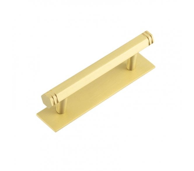 Hoxton Nile Cabinet Handle On Plain Plate - Satin Brass