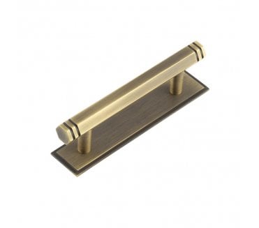 Hoxton Nile Cabinet Handle On Stepped Plate - Antique Brass