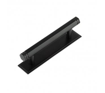 Hoxton Nile Cabinet Handle On Stepped Plate - Matt Black