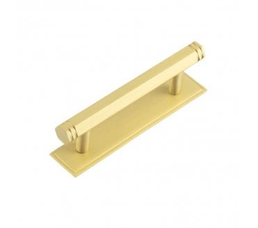 Hoxton Nile Cabinet Handle On Stepped Plate - Satin Brass