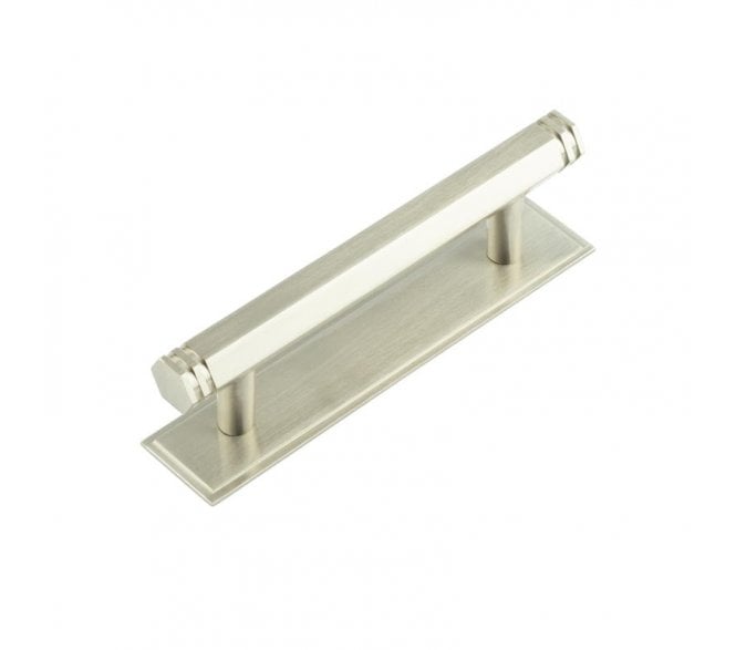 Hoxton Nile Cabinet Handle On Stepped Plate - Satin Nickel