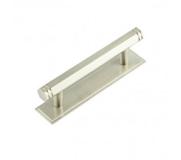 Hoxton Nile Cabinet Handle On Stepped Plate - Satin Nickel