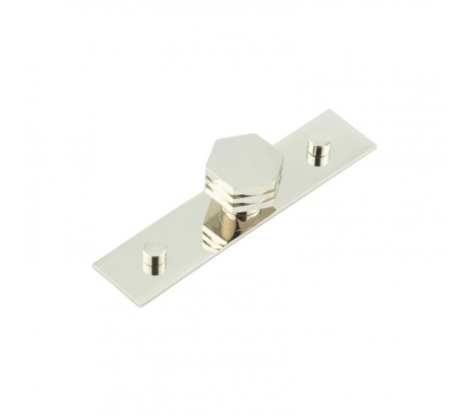 Hoxton Nile Cabinet Knobs On Plain Backplate - Polished Nickel