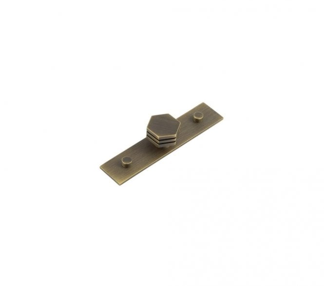 Hoxton Nile Cabinet Knobs On Stepped Backplate - Antique Brass