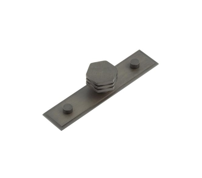 Hoxton Nile Cabinet Knobs On Stepped Backplate - Dark Bronze
