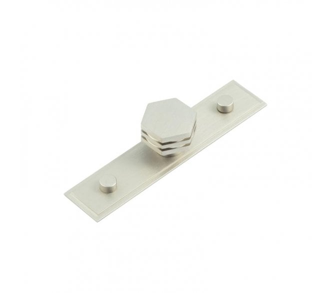 Hoxton Nile Cabinet Knobs On Stepped Backplate - Satin Nickel