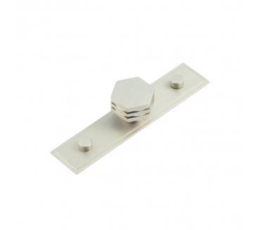 Hoxton Nile Cabinet Knobs On Stepped Backplate - Satin Nickel