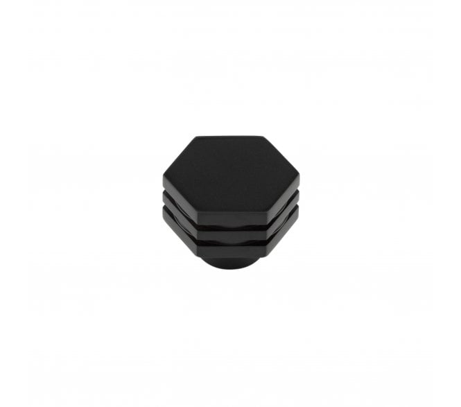 Hoxton Nile Hexagonal Stepped Cabinet Knobs - Matt Black