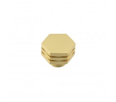 Hoxton Nile Hexagonal Stepped Cabinet Knobs - Satin Brass