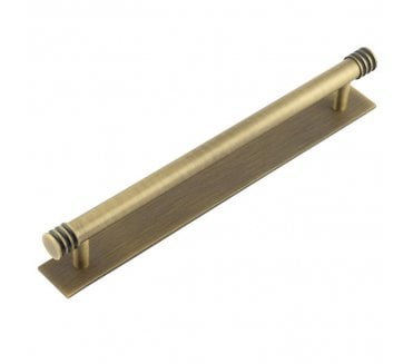 Hoxton Sturt Cabinet Handles On Plain Backplate - Antique Brass
