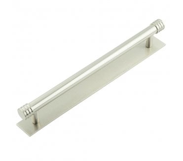 Hoxton Sturt Cabinet Handles On Plain Backplate - Satin Nickel