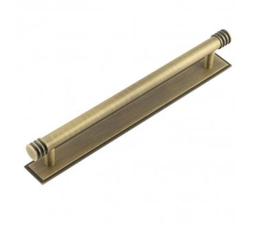 Hoxton Sturt Cabinet Handles On Stepped Backplate - Antique Brass