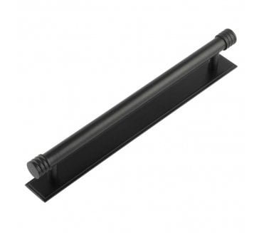 Hoxton Sturt Cabinet Handles On Stepped Backplate - Matt Black