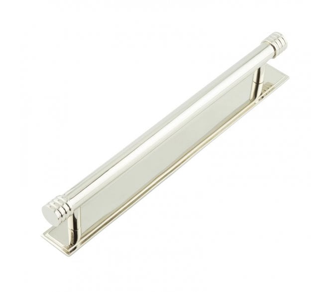 Hoxton Sturt Cabinet Handles On Stepped Backplate - Polished Nickel
