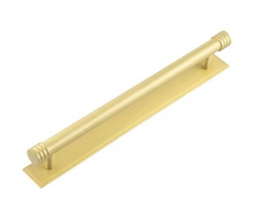 Hoxton Sturt Cabinet Handles On Stepped Backplate - Satin Brass