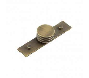 Hoxton Sturt Cupboard Knob On Plain Plate - Antique Brass