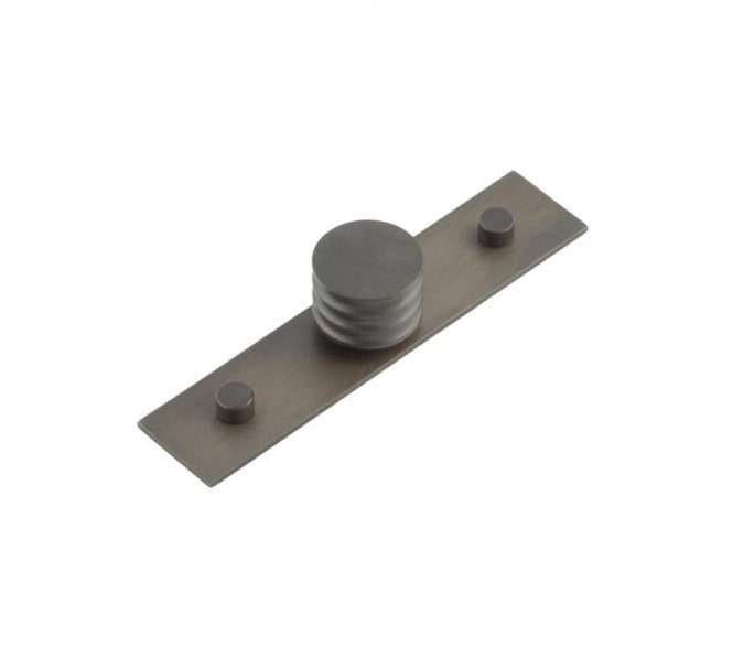 Hoxton Sturt Cupboard Knob On Plain Plate - Dark Bronze