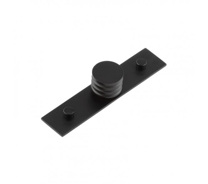 Hoxton Sturt Cupboard Knob On Plain Plate - Matt Black
