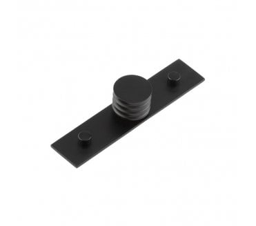 Hoxton Sturt Cupboard Knob On Plain Plate - Matt Black