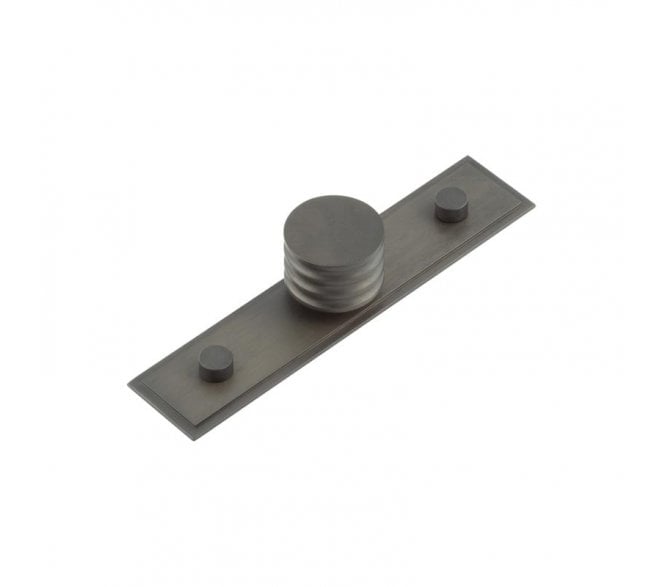 Hoxton Sturt Cupboard Knob On Stepped Plate - Dark Bronze