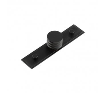 Hoxton Sturt Cupboard Knob On Stepped Plate - Matt Black