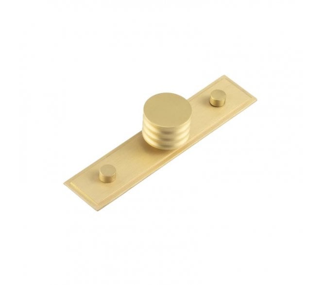 Hoxton Sturt Cupboard Knob On Stepped Plate - Satin Brass