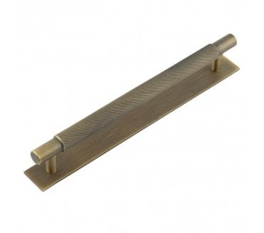 Hoxton Taplow Cabinet Handles On Plain Backplate - Antique Brass