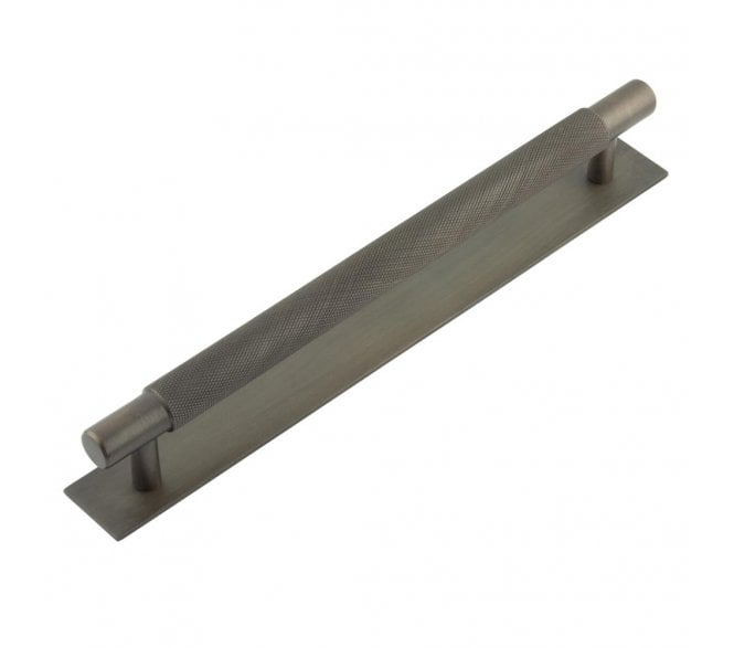 Hoxton Taplow Cabinet Handles On Plain Backplate - Dark Bronze