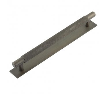 Hoxton Taplow Cabinet Handles On Plain Backplate - Dark Bronze