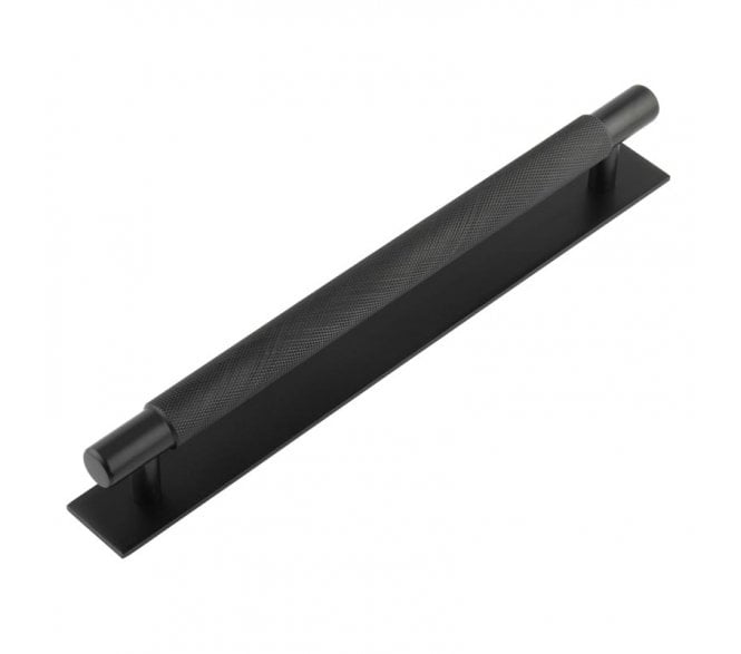 Hoxton Taplow Cabinet Handles On Plain Backplate - Matt Black