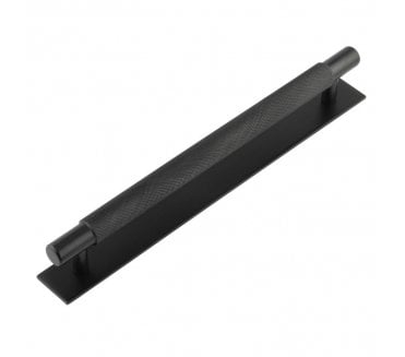 Hoxton Taplow Cabinet Handles On Plain Backplate - Matt Black