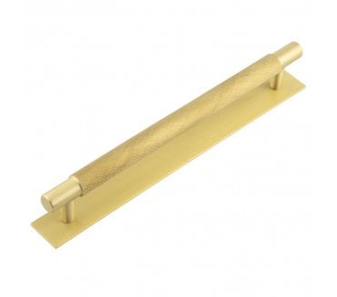 Hoxton Taplow Cabinet Handles On Plain Backplate - Satin Brass