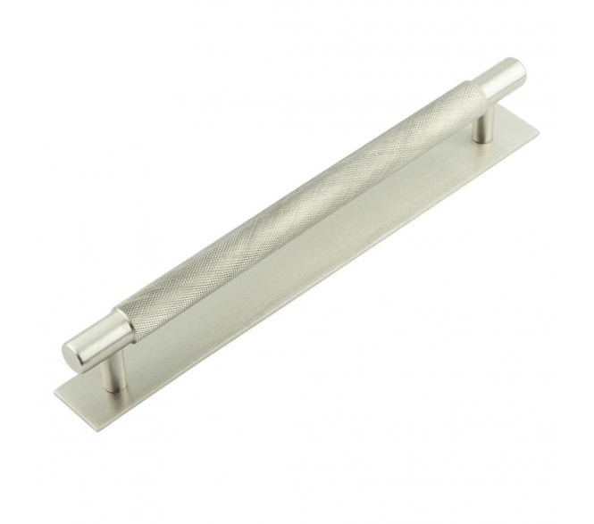 Hoxton Taplow Cabinet Handles On Plain Backplate - Satin Nickel