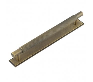 Hoxton Taplow Cabinet Handles On Stepped Backplate - Antique Brass