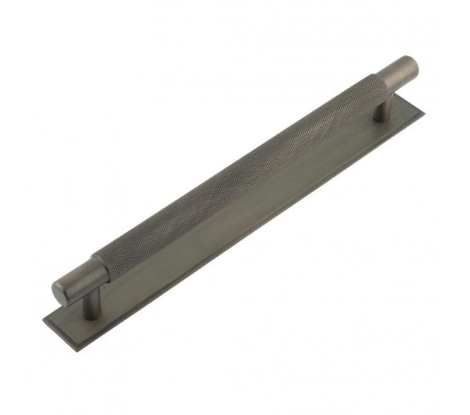 Hoxton Taplow Cabinet Handles On Stepped Backplate - Dark Bronze
