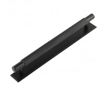 Hoxton Taplow Cabinet Handles On Stepped Backplate - Matt Black