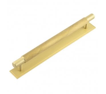 Hoxton Taplow Cabinet Handles On Stepped Backplate - Satin Brass