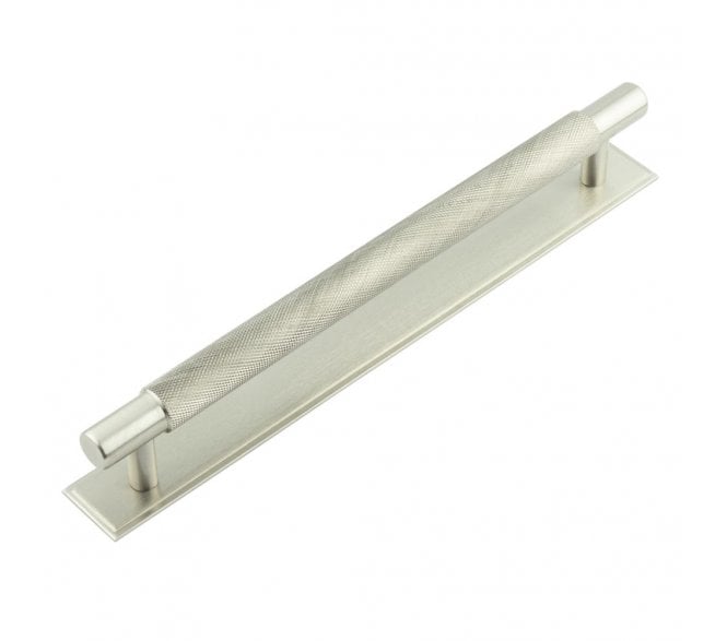 Hoxton Taplow Cabinet Handles On Stepped Backplate - Satin Nickel
