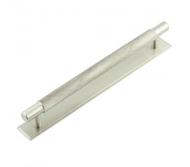 Hoxton Taplow Cabinet Handles On Stepped Backplate - Satin Nickel