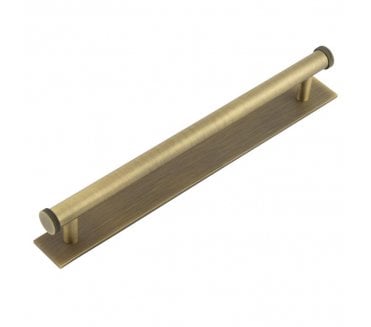 Hoxton Thaxted Cabinet Handles On Plain Backplate - Antique Brass