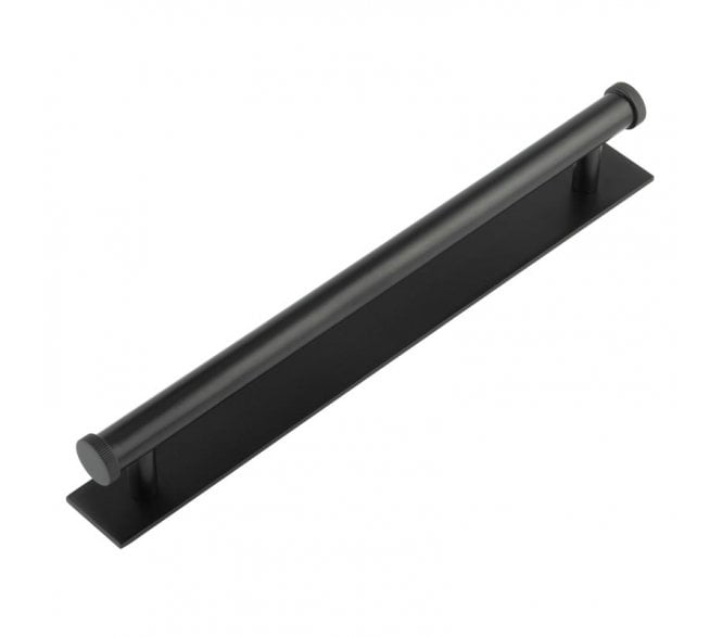 Hoxton Thaxted Cabinet Handles On Plain Backplate - Matt Black