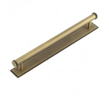 Hoxton Thaxted Cabinet Handles On Stepped Backplate - Antique Brass