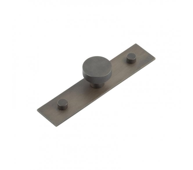 Hoxton Thaxted Cupboard Knob On Plain Plate - Dark Bronze